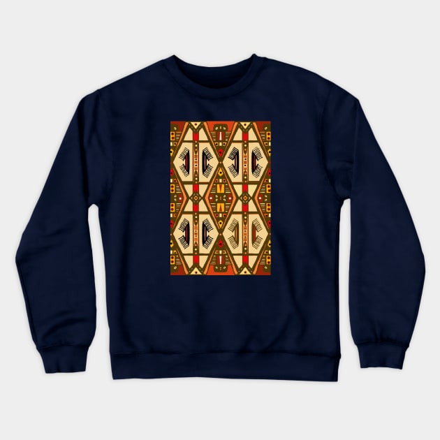 Manjak African Wax Textile Tribal Pattern Earth Colours Crewneck Sweatshirt by Tony Cisse Art Originals